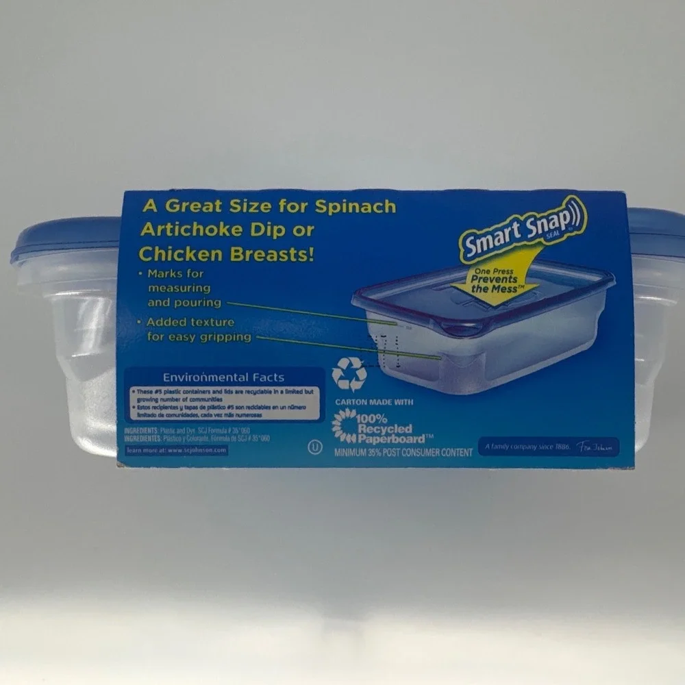 Ziploc Smart Snap Seal Medium Rectangle Food Storage Containers 2ct 40oz Blue